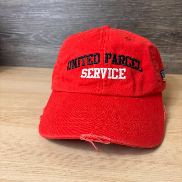 UPS Hat Cap Strap Back Red United Parcel Service Red Adjustable - Picture 2 of 9